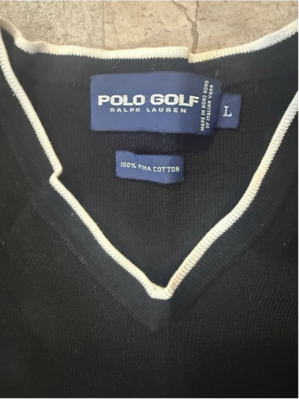 VTG Ralph Lauren Sweater Mens L Polo Golf V-Neck Vest Pima Cotton Pullover